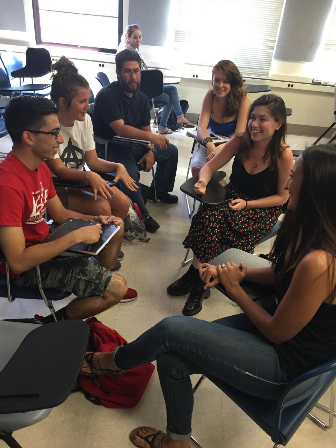 Kerri Lopez, community life director for House of Neighborly Service, visited with students in Anthropology 200 to discuss progress on their research project.

